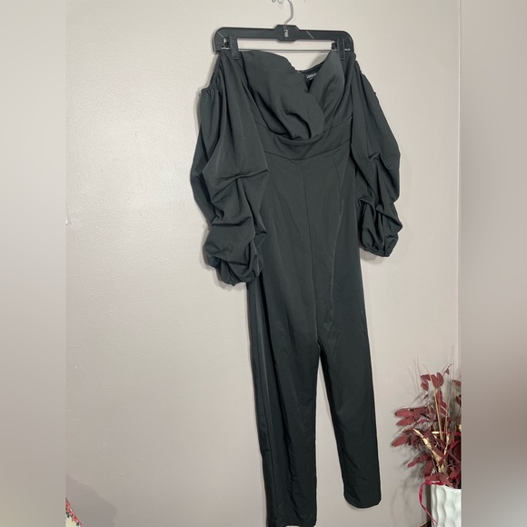 Off Shoulder Black Jumpsuit - Picture 2 of 7